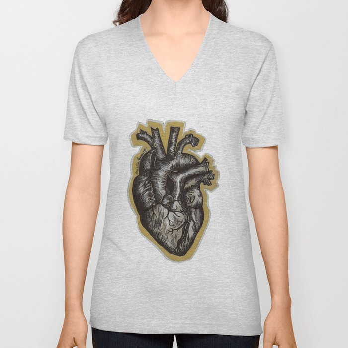 Anatomical Heart V Neck T Shirt