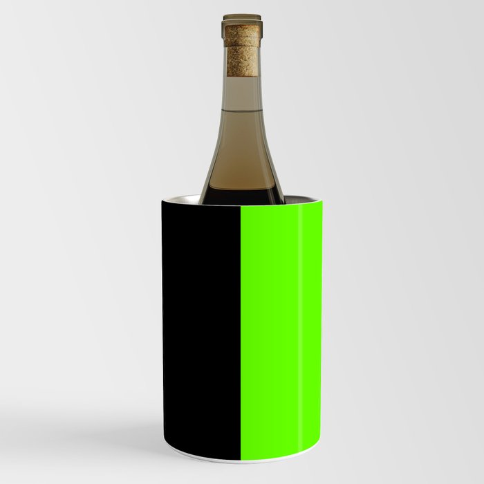 Black Bright Lime Green Color Block Wine Chiller