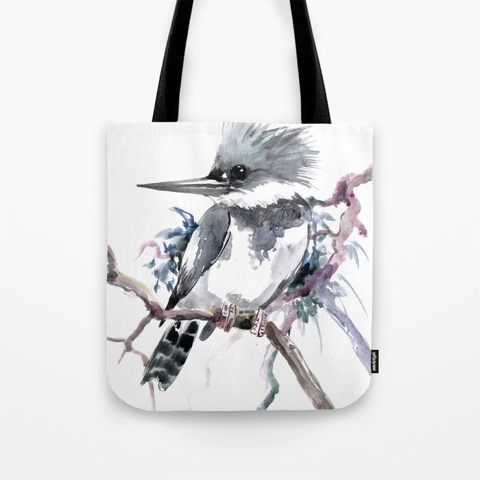 Belted Kingfisher, Gray design, Gray design Tote Bag