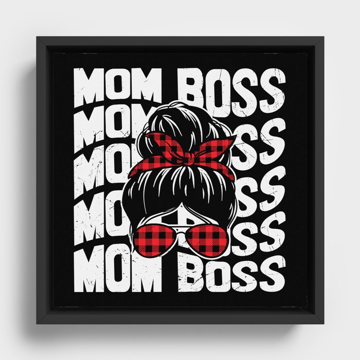 Mom Boss Pretty Bun Hair Framed Canvas