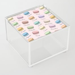 French Macarons Pattern on Misty Rose Acrylic Box