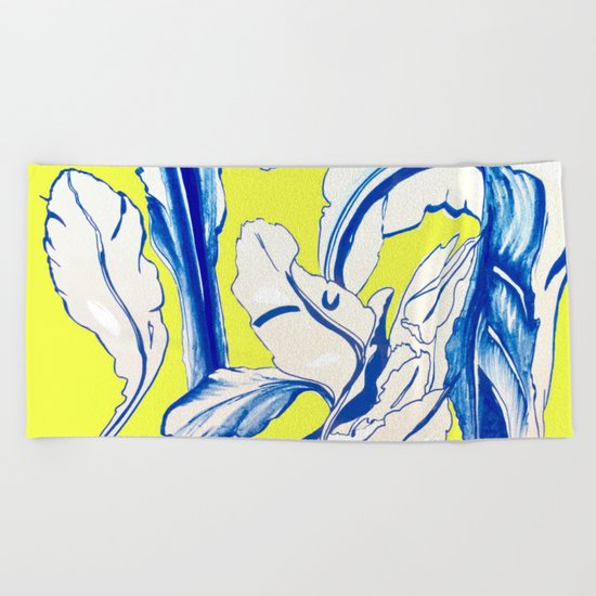 Plant in Blue Marker - Leaf of Life Miracle Leaf - Yellow Beach Towel