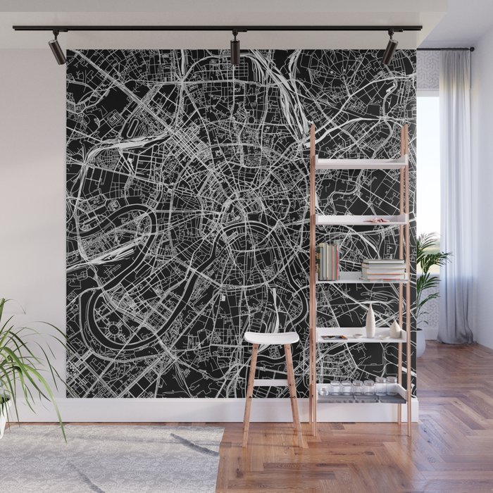 Moscow Black Map Wall Mural by multipliCITY Society6