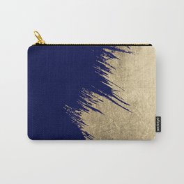 Navy blue abstract faux gold brushstrokes Carry-All Pouch