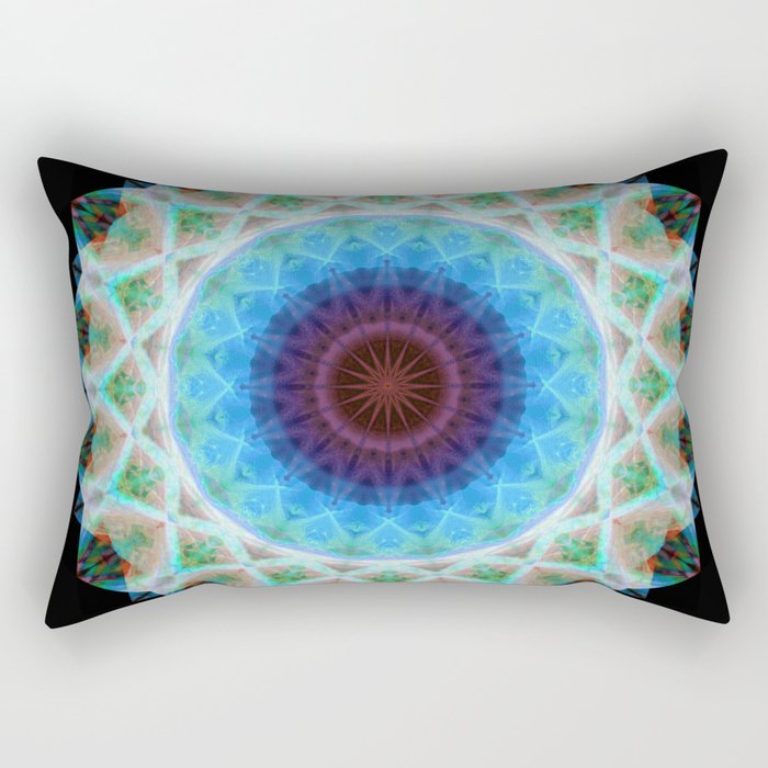 Blue And Green Mandala - Starlight Rectangular Pillow