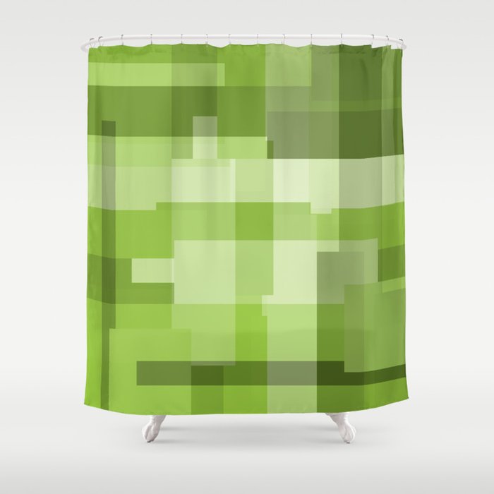 Color Rectangles green Graphic Shower Curtain