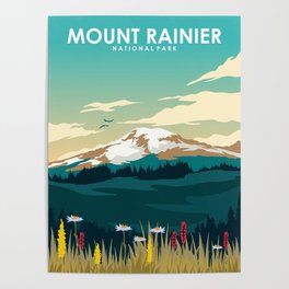 Mount Rainier National Park Travel Poster Poster