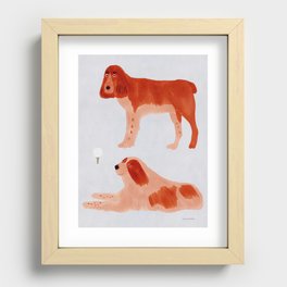 Dogs and a Golf Ball - Orange and Grey Recessed Framed Print