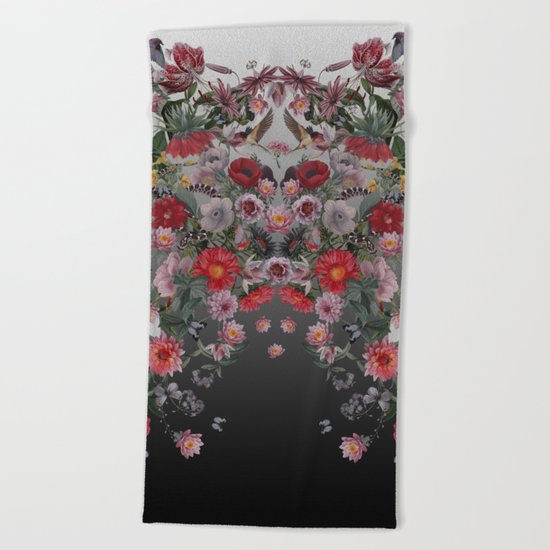 Flowers and Animals Beach Towel