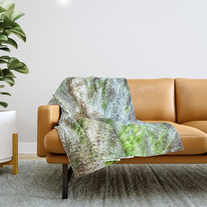 green and white fluffy foliage Throw Blanket