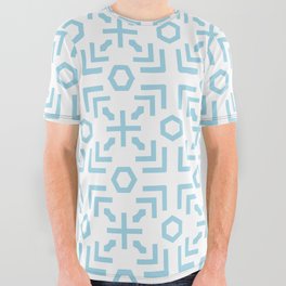 Aqua Blue and White Art Deco Pattern Pairs Diamond Vogel 2022 Popular Colour Orleans Tune 0658 All Over Graphic Tee