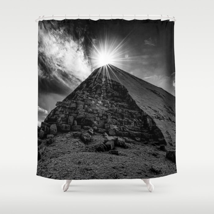 Sunrise, Temple Pyramid black and white photography - photographs Shower Curtain