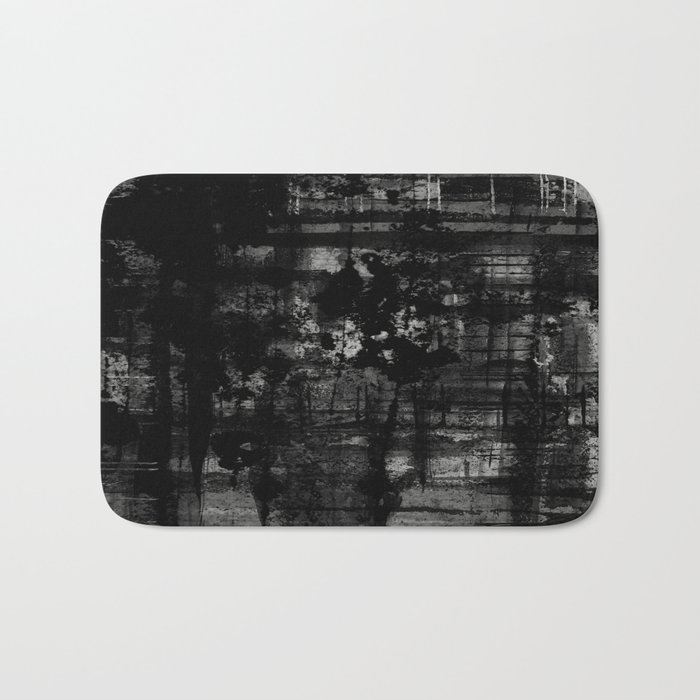 Into the Night - Black & White, textured abstract Bath Mat