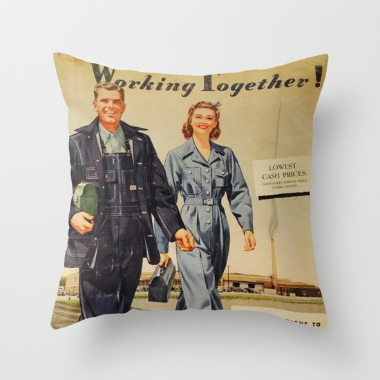 1942 Working Together Cover Throw Pillow