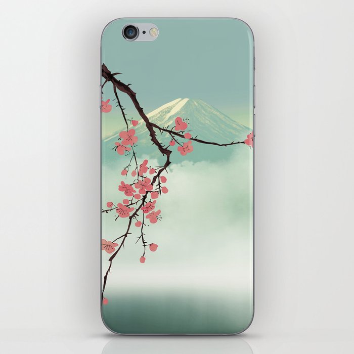 Cherry blossom and mountain 01 iPhone Skin