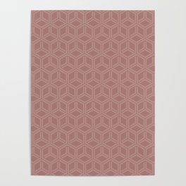 Red Hexagon Pattern Poster