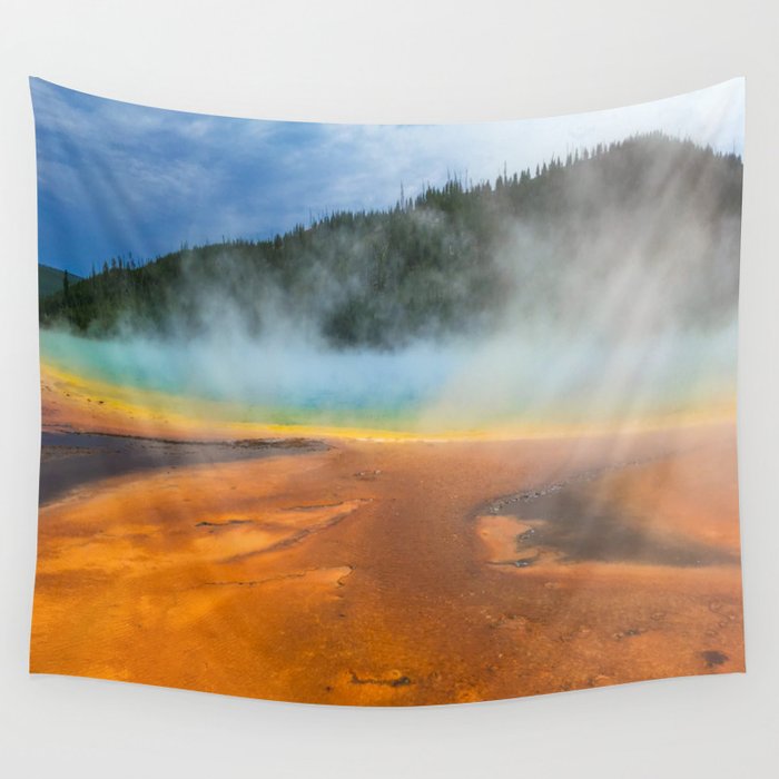 Yellowstone National Park Grand Prismatic Spring Nature Photography Wall Tapestry