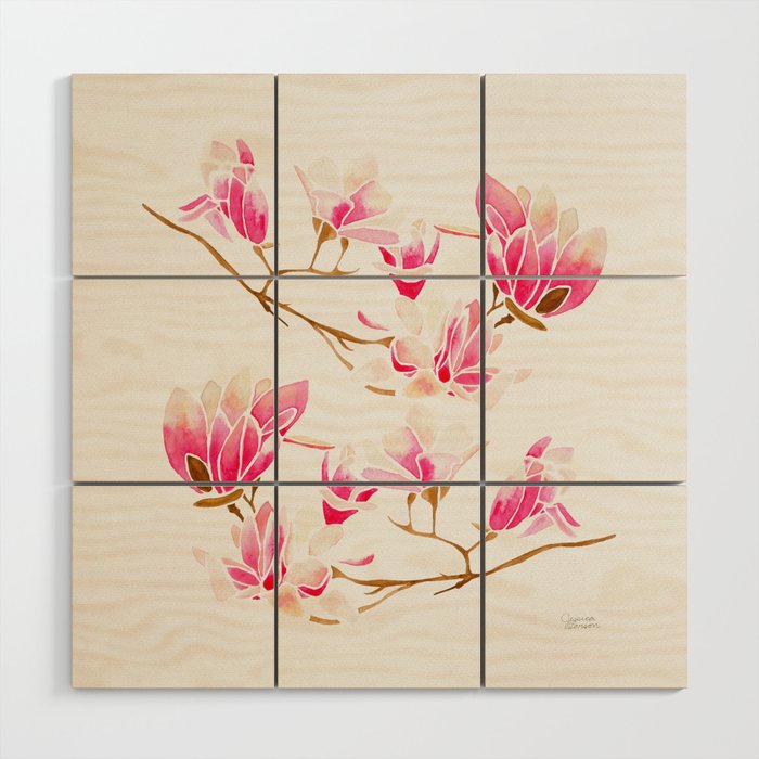 Magnolia Blossoms Wood Wall Art