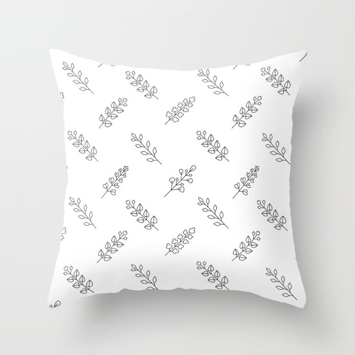 Pattern of leaves and branches Throw Pillow