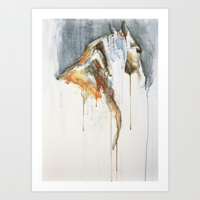 Equine Nude 1a Horse Watercolor Painting Art Print By