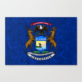 Flag of the State of Michigan Banner Standard The Great Lakes State Mitten Emblem Colors Canvas Print
