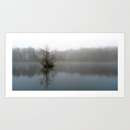 Pond island / fog Art Print