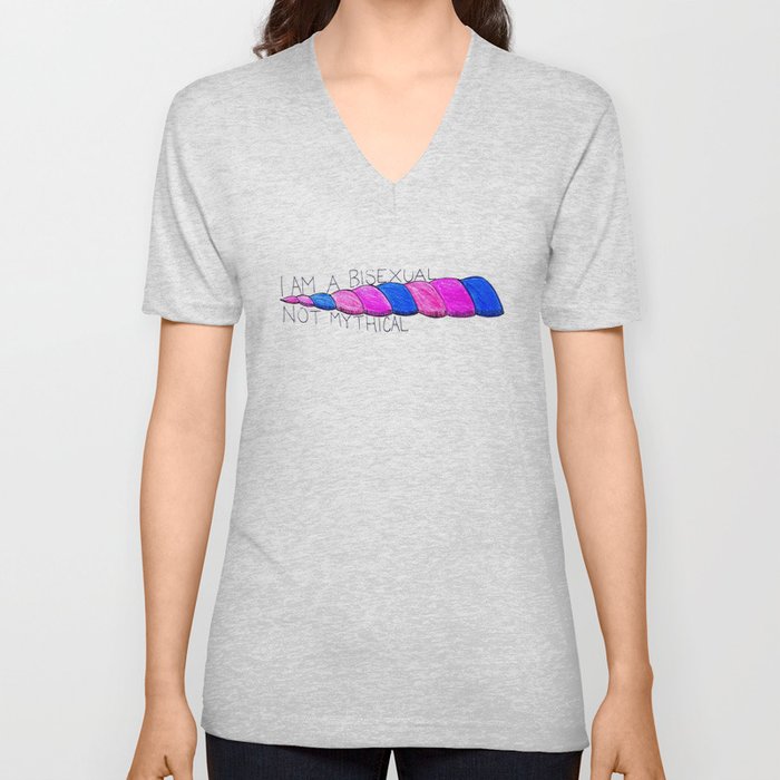 Bisexual, Not Mythical V Neck T Shirt