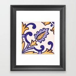 Rustic authentic mexican talavera TILE design glazed ceramic abstract pattern Framed Art Print