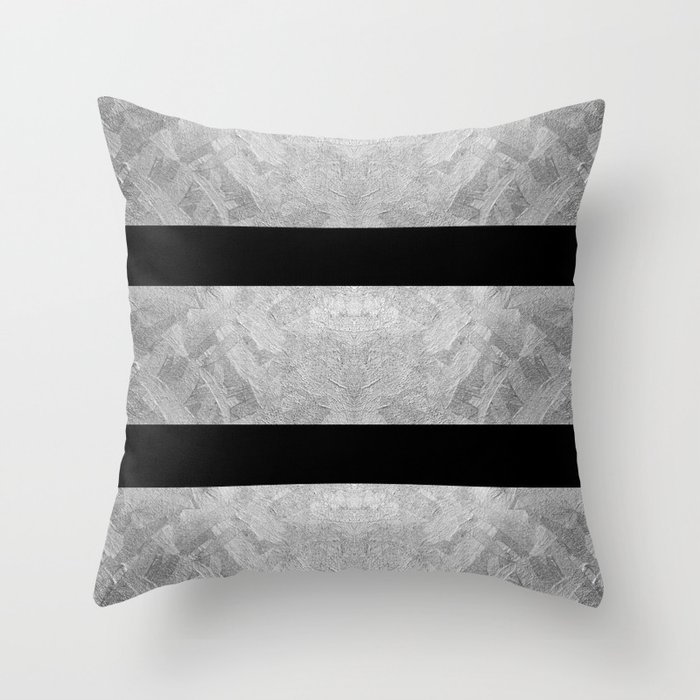 HEAVY METAL silver color stripes Throw Pillow