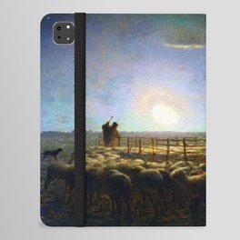 Jean Francois Millet The Sheepfold in Moonlight iPad Folio Case