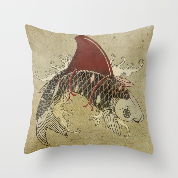 koi Shark Fin 03 Throw Pillow