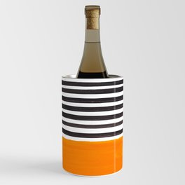Mongo Stripes Minimalist Rothko Inspired Golorfield Black Jail Stripes Mid Century Modern Minimalist Wine Chiller