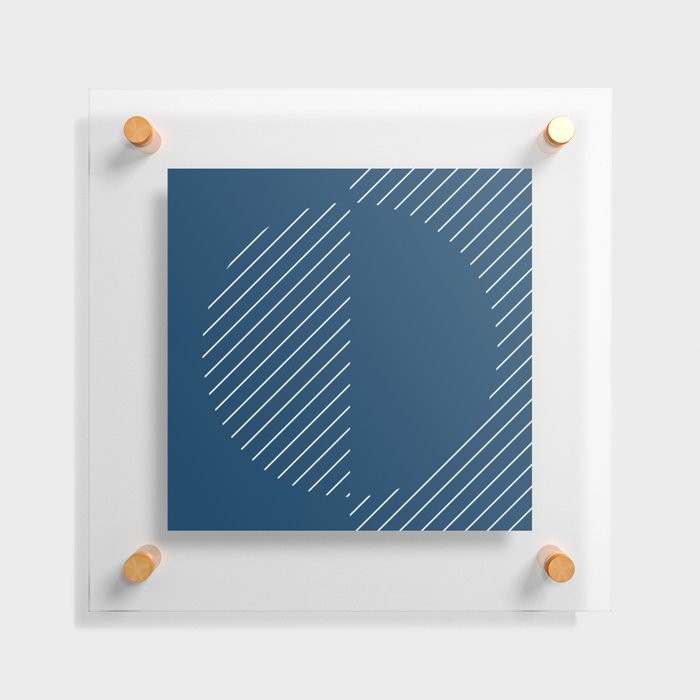 Stripes Circles Squares Mid-Century Checkerboard Blue White Floating Acrylic Print