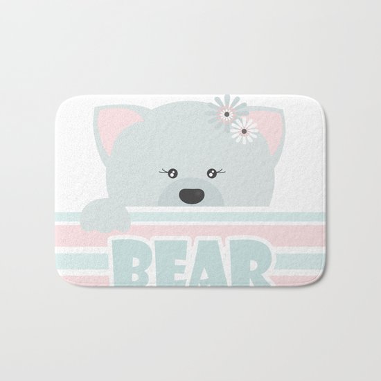 A curious bear . Bath Mat