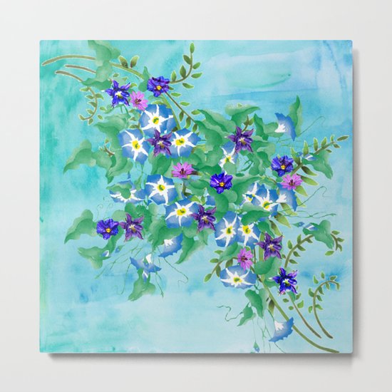 Watercolor Spring Bouquet Metal Print