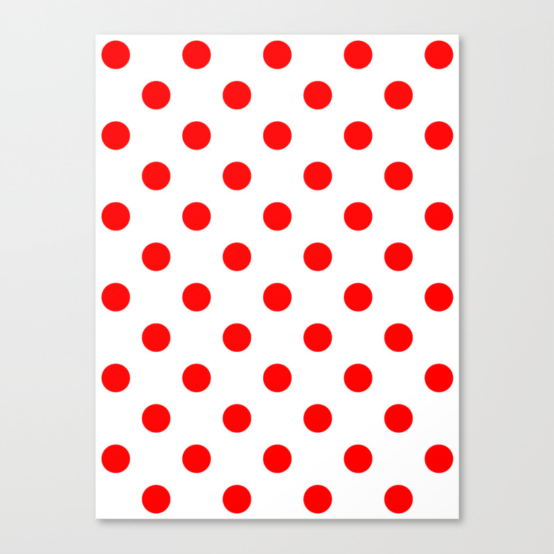 Polka Dots Red On White Canvas Print By Polkadotsshop Society6