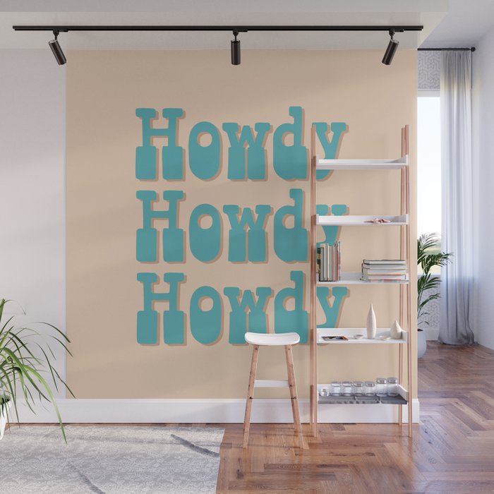Howdy Howdy Howdy! Blue and white Wall Mural
