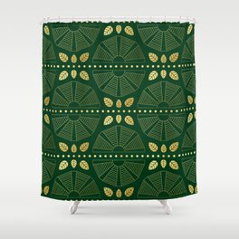 Emerald Art Deco Fan Shower Curtain