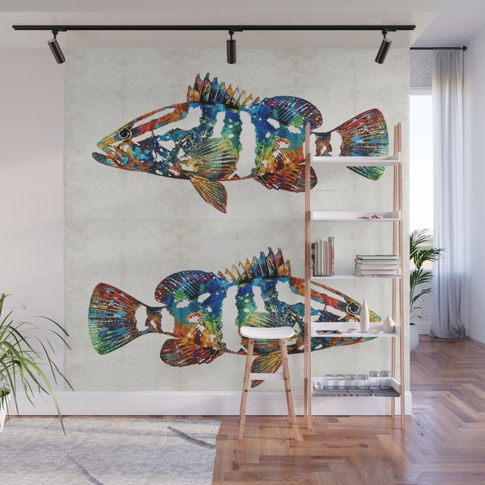 Colorful Grouper 2 Art Fish by Sharon Cummings Wall Mural