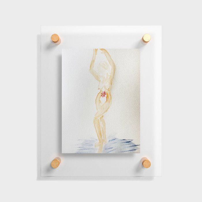 Regenerate (nude woman with flower) Floating Acrylic Print