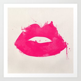 Watercolor kissing lips Art Print