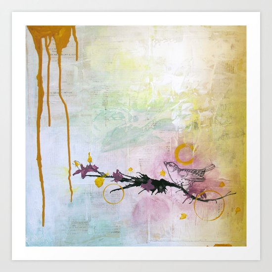 LITTLE BIRD ON BRANCH Art Print