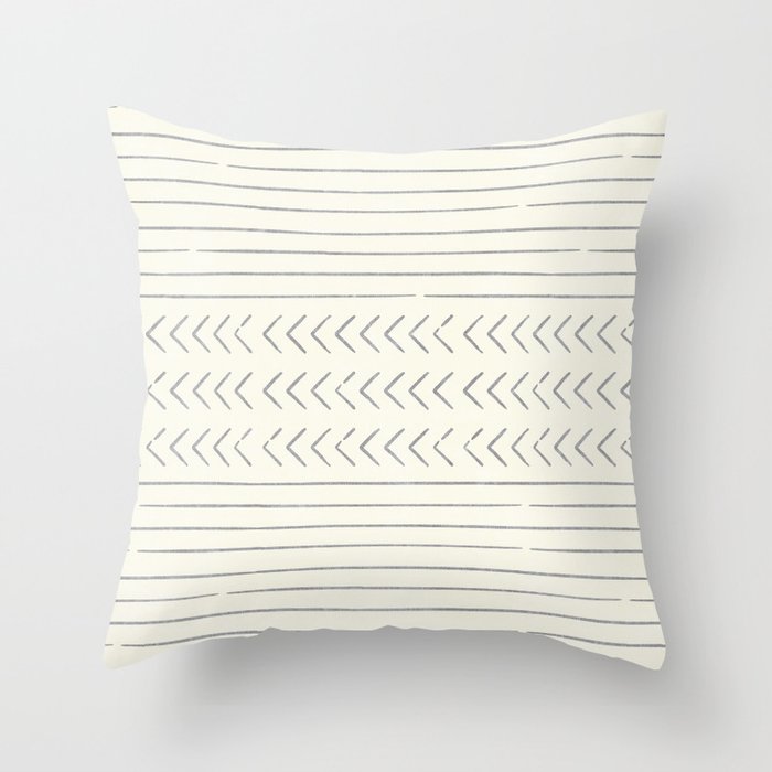 arrow stripes - gray on cream Throw Pillow