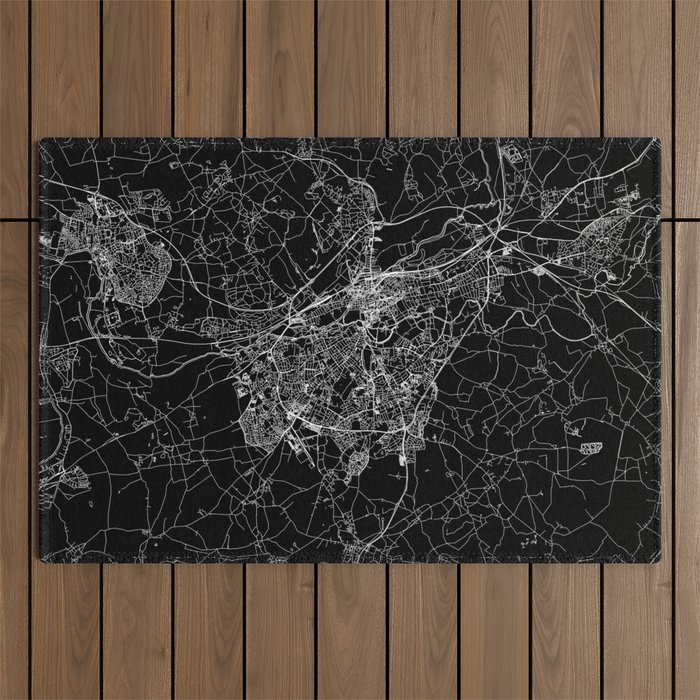 Oxford Black Map Outdoor Rug