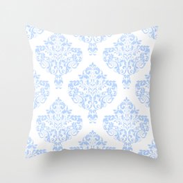 Powder blue vintage damask pattern Throw Pillow