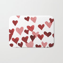 Valentine's Day Watercolor Hearts - red Bath Mat | Dating, Valentinesday, Watercolor, Inlove, Stvalentine, Giftforher, Couple, Wife, Fiancee, Valentines 