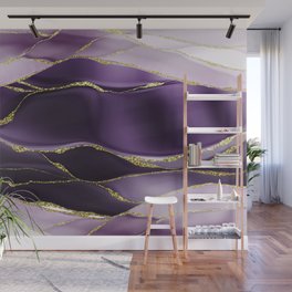 Day And Night Purple Marble Landscape Wall Mural
