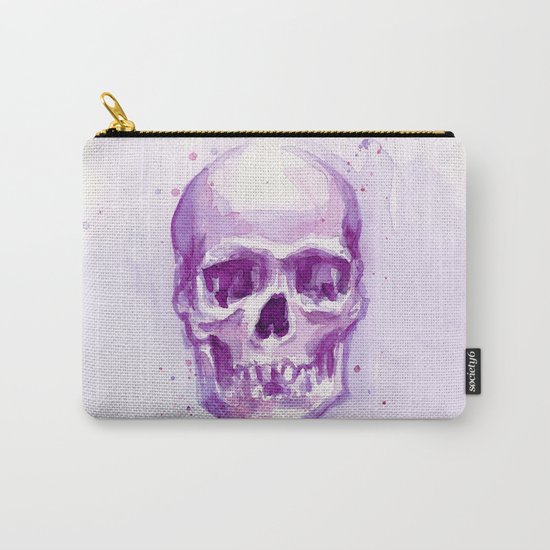 Pink Skull Watercolor Purple Abstract Carry-All Pouch