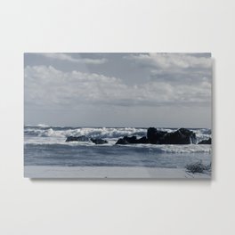 Ionian sea agitated with foamy waves that collide with the rocks on the shore of the coast of Salento in a day of strong wind of Scirocco, interpretation of the monochromatic Metal Print | Beautiful, Coast, Island, Italiancoast, Monochromeframe, Coasttocoast, Monochromeseascape, Monochromatic, Blue, Beach 