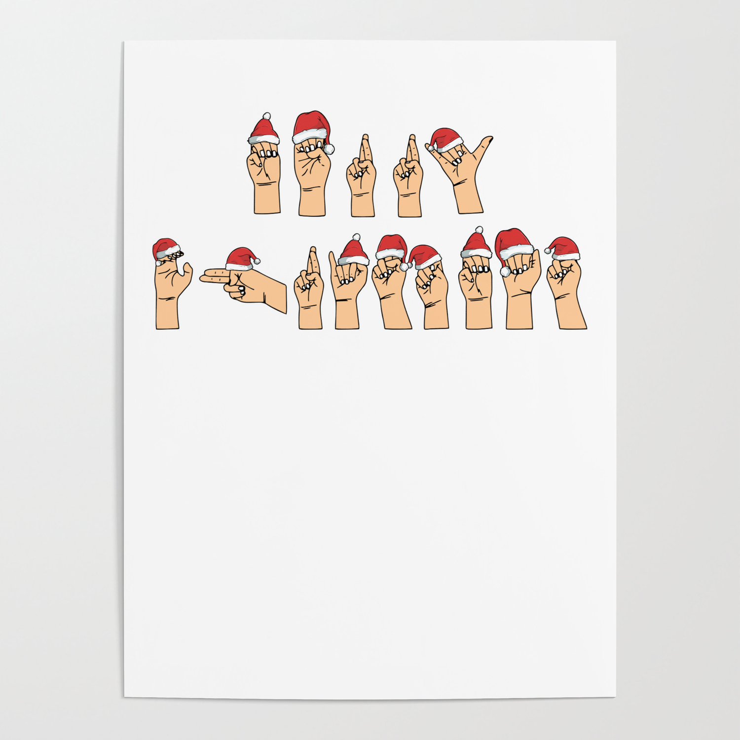 Download Merry Christmas American Sign Language Poster By Bubl Tees Society6